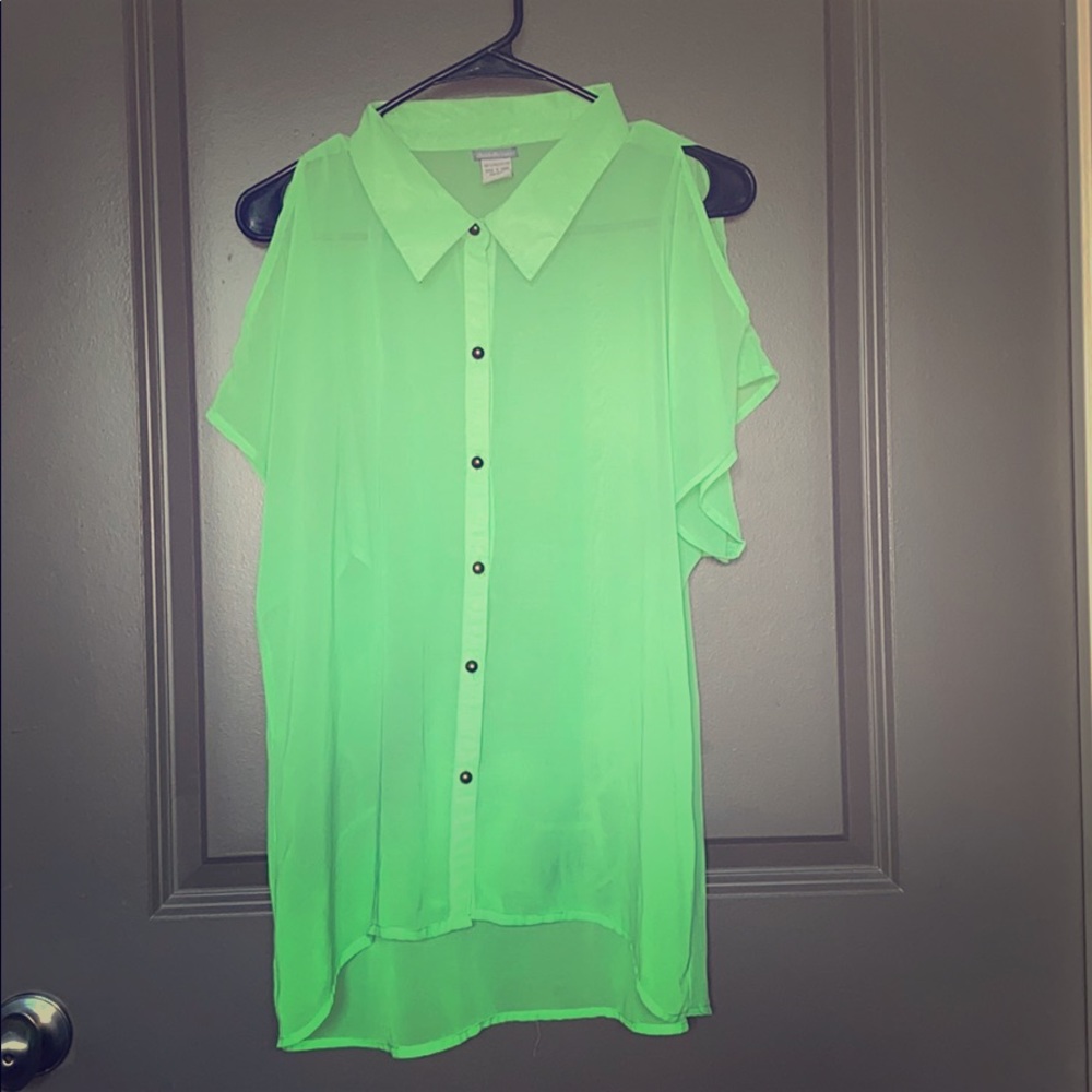 Neon Lime Green See-Through Top